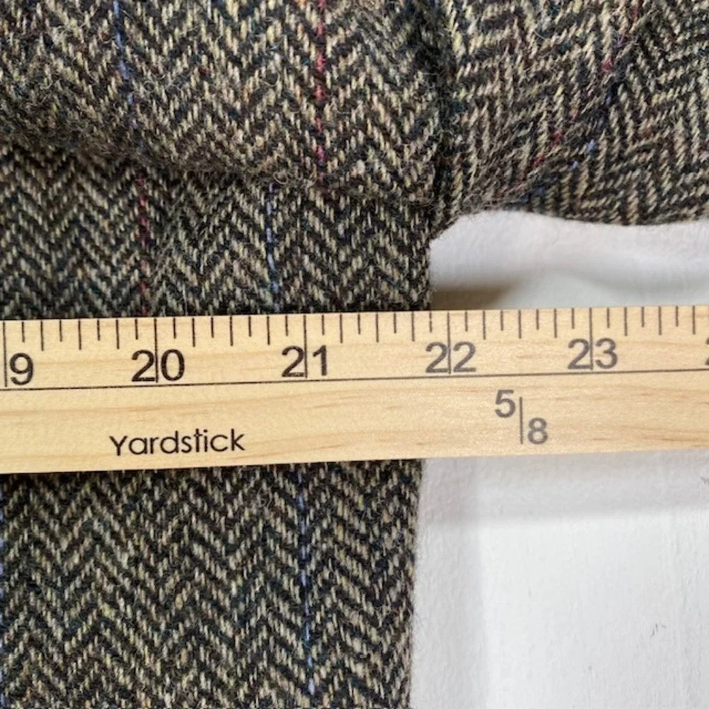 Mens 44L Brown Tweed Herringbone 100% Wool Blazer Jacket English Manor - Picture 5 of 15